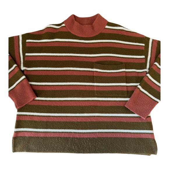 Madewell Redmond Mock Neck Pocket fall winter Sweater in Stripe Size Small - Picture 6 of 14